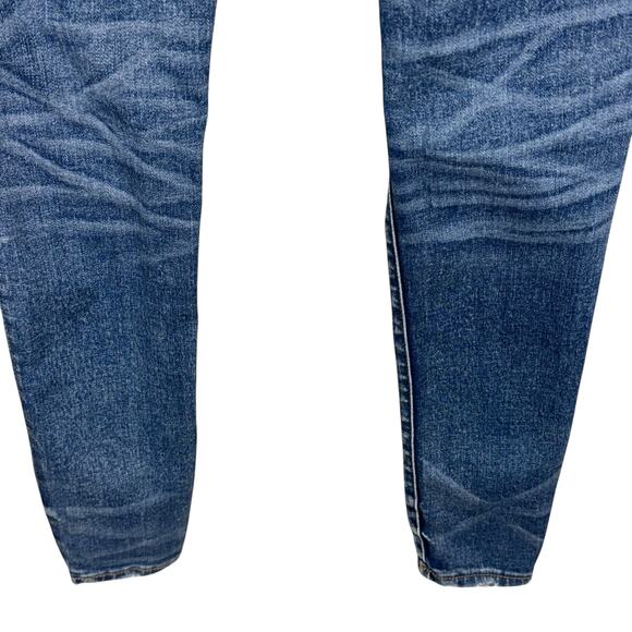 American Eagle SZ 2 LONG Hi-Rise Jeggings Jeans Distressed Rips Stretch Zip-Fly - Picture 7 of 12